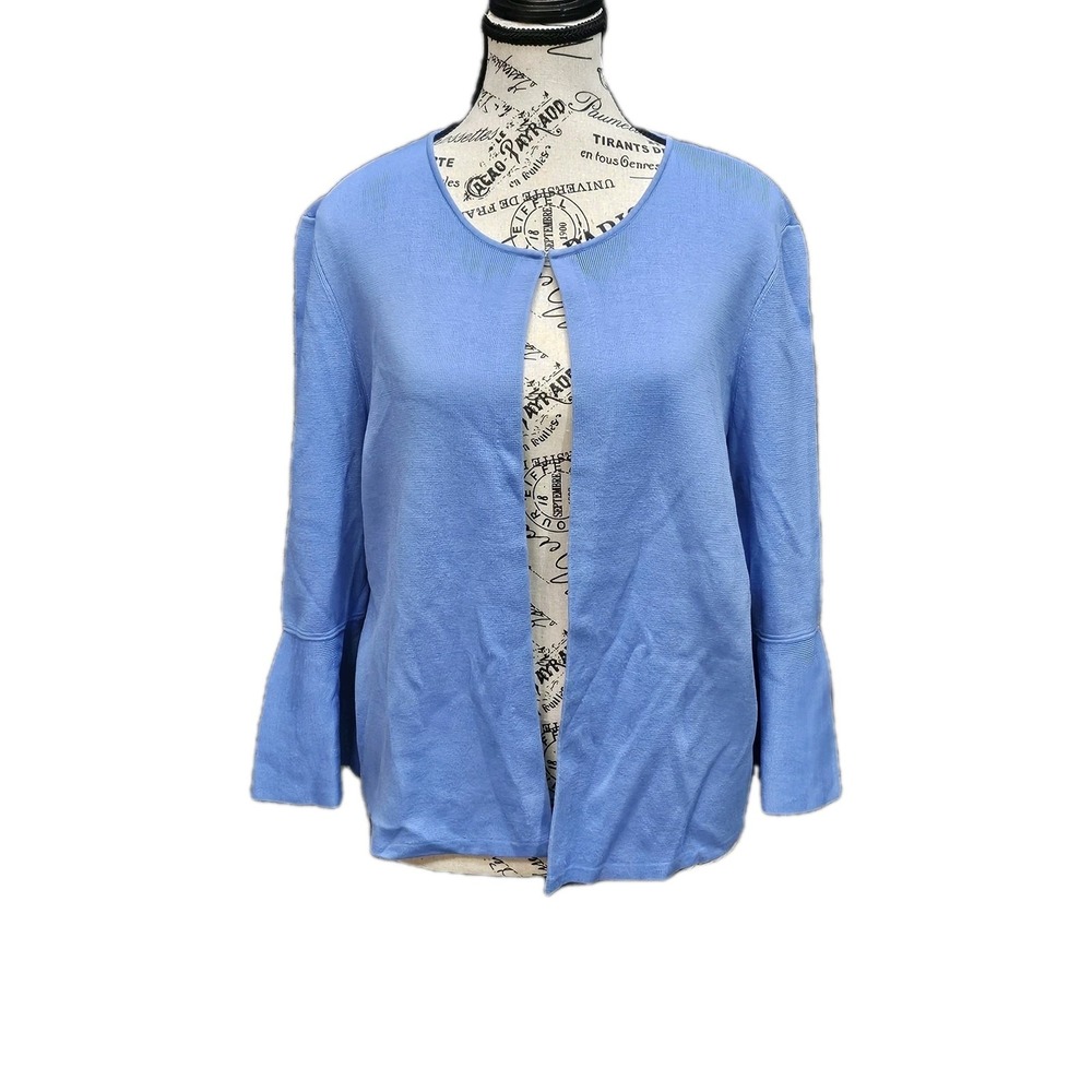 J. McLaughlin Cardigan Womens M Periwinkle Blue Bell Sleeve Spring Designer Knit